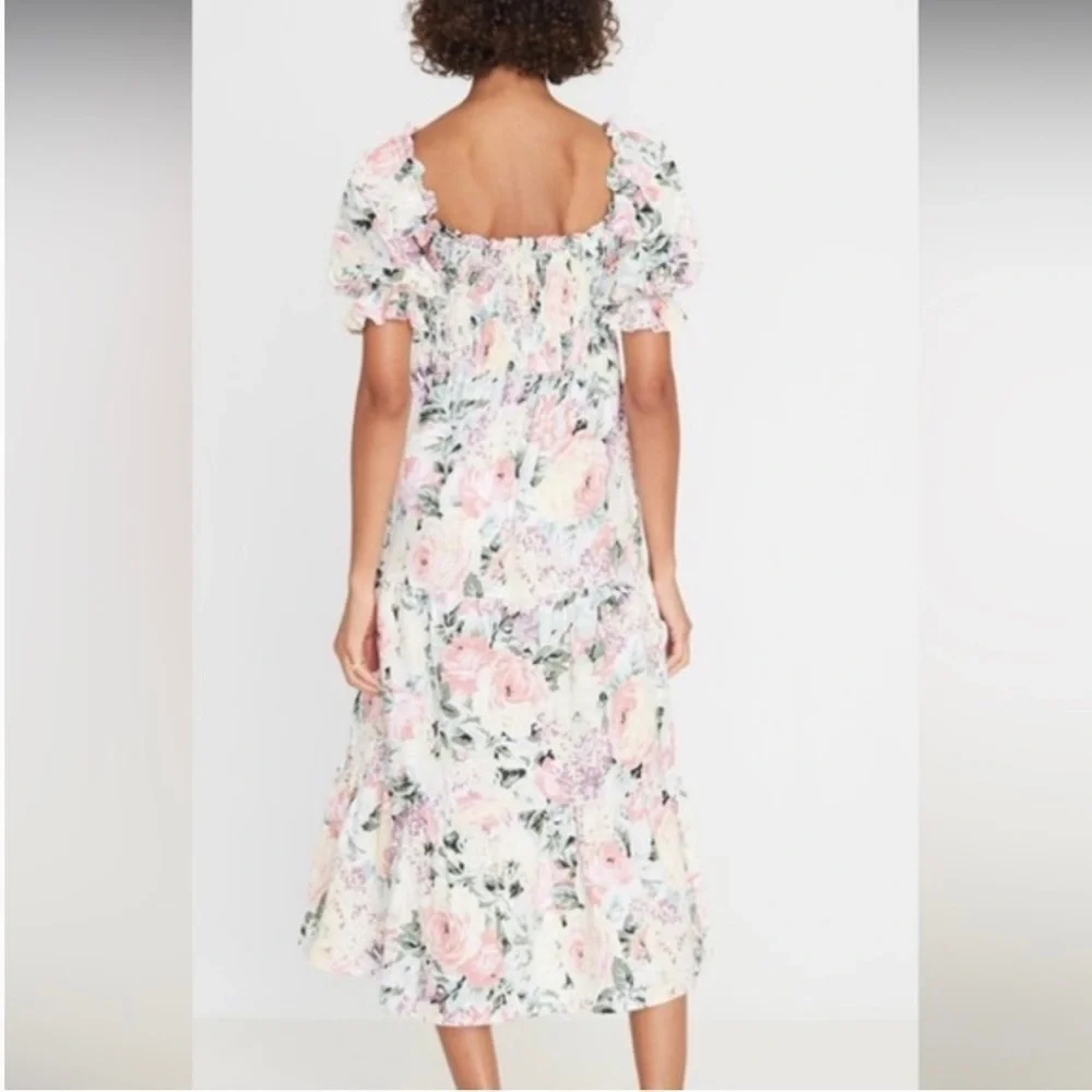 FAITHFULL THE BRAND De Christin Venissa Floral Print Midi Dress Size 4 Linen